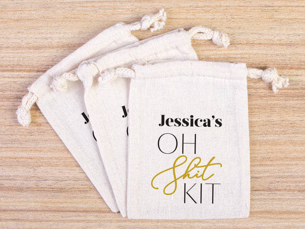 Oh Shit Kit hangover kit bags With Your name or Desing, Bachelorette Party, Survival Kits, Hangover Kits, Organic Pouches, Custom Bags