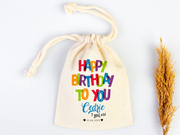 Custom Logo & Design Printed Personalized Bags - Happy Birthday Favour Bags, Custom Party Bags for 1st - Handmade Goodie Bags Happy Animals