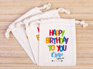 Custom Logo & Design Printed Personalized Bags - Happy Birthday Favour Bags, Custom Party Bags for 1st - Handmade Goodie Bags Happy Animals