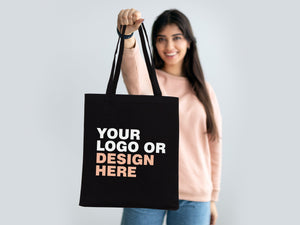 Canvas Custom Tote Bags Black 14"x16" – Personalized Logo Print