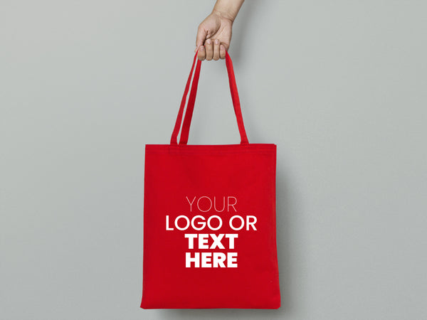 Red Canvas Custom Tote Bags 14"W x 16"H – Personalized Cotton Shopping & Gift Bags