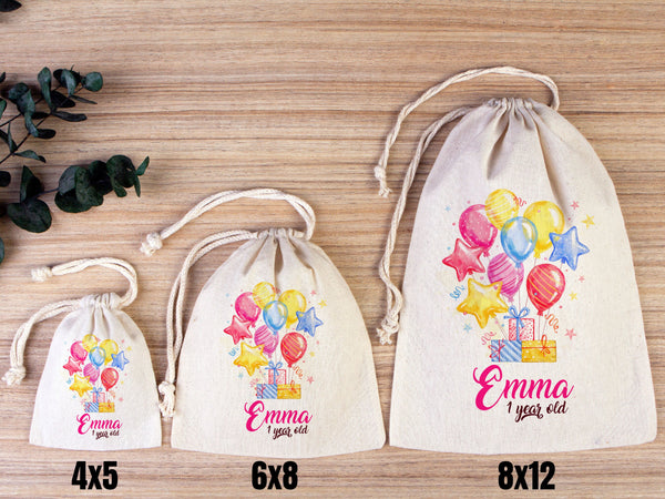 Happy Birthday Favour Bags, Custom Party Bags for first birthday, Personalized Bags - Custom Goodie Bags - Happy Animals For Kids