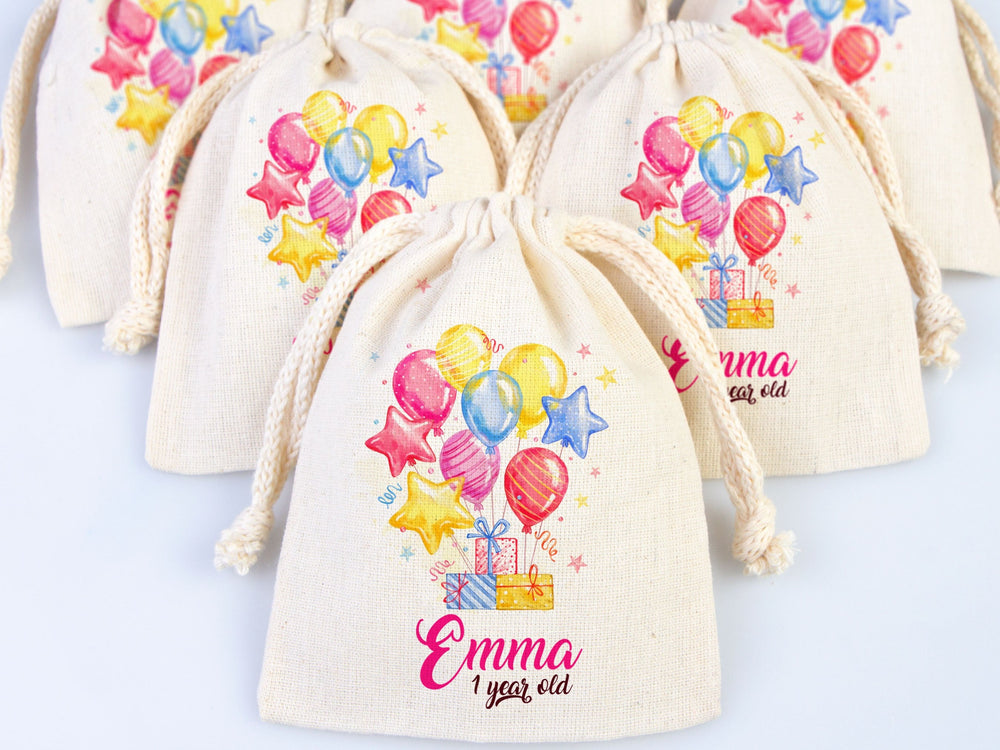 Happy Birthday Favour Bags, Custom Party Bags for first birthday, Personalized Bags - Custom Goodie Bags - Happy Animals For Kids