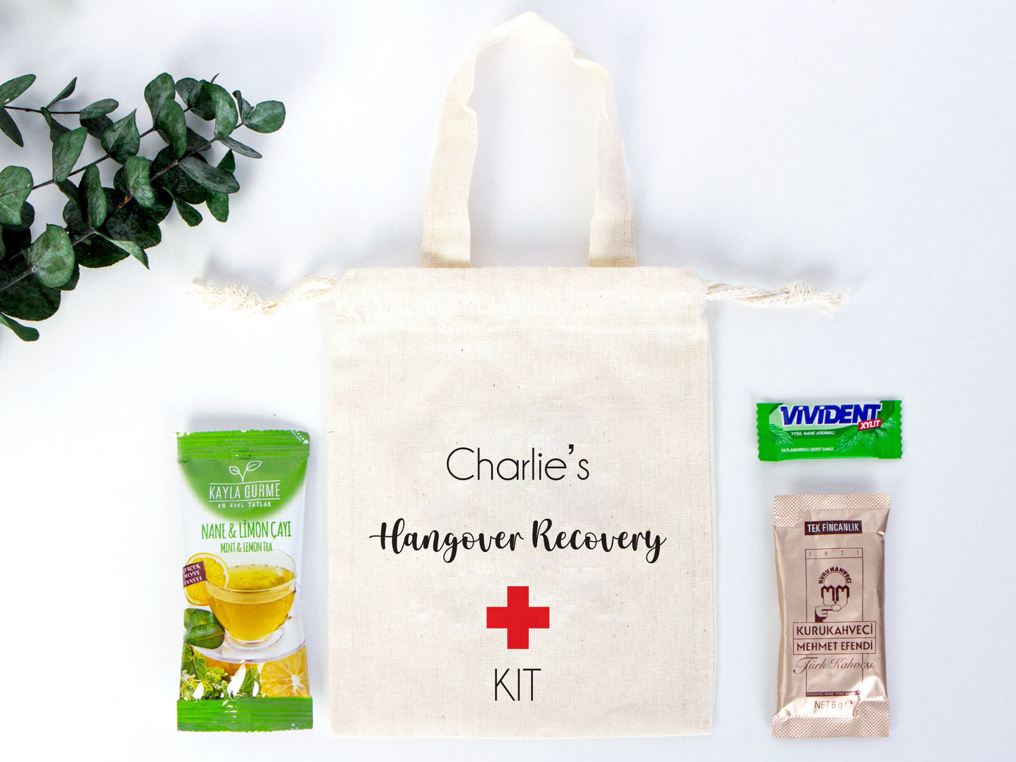 Custom Name Hangover Recovery Kit Bags - 6"W x 8"H (15.5 x 20 cm) - Party Recovery Kit Bags - Survival Kit Pouch - Bachelorette Party - Custom Name Pouch Bags