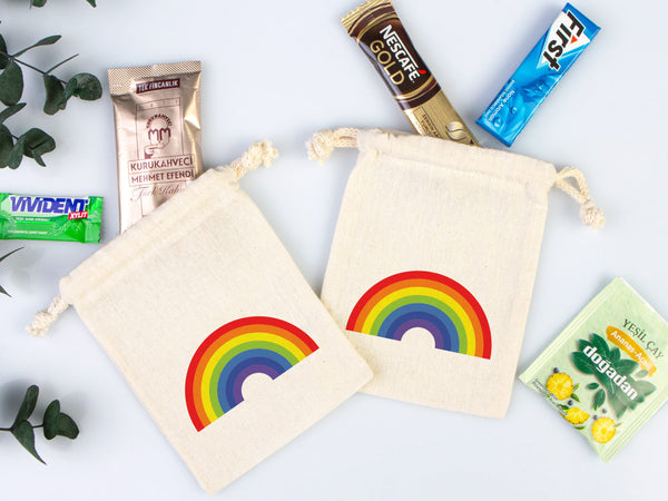 Rainbow Design Gİft Bag , Custom Party Bags for first birthday, Personalized Bags - Custom Goodie Bags - packing bags - jewellery bags