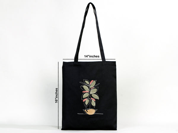 Black Cotton Tote Bag – 14"x16" Reusable Custom Print Canvas Bag Wholesale
