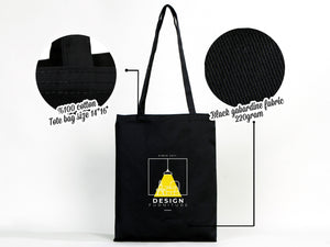 Black Cotton Tote Bag – 14"x16" Reusable Custom Print Canvas Bag Wholesale
