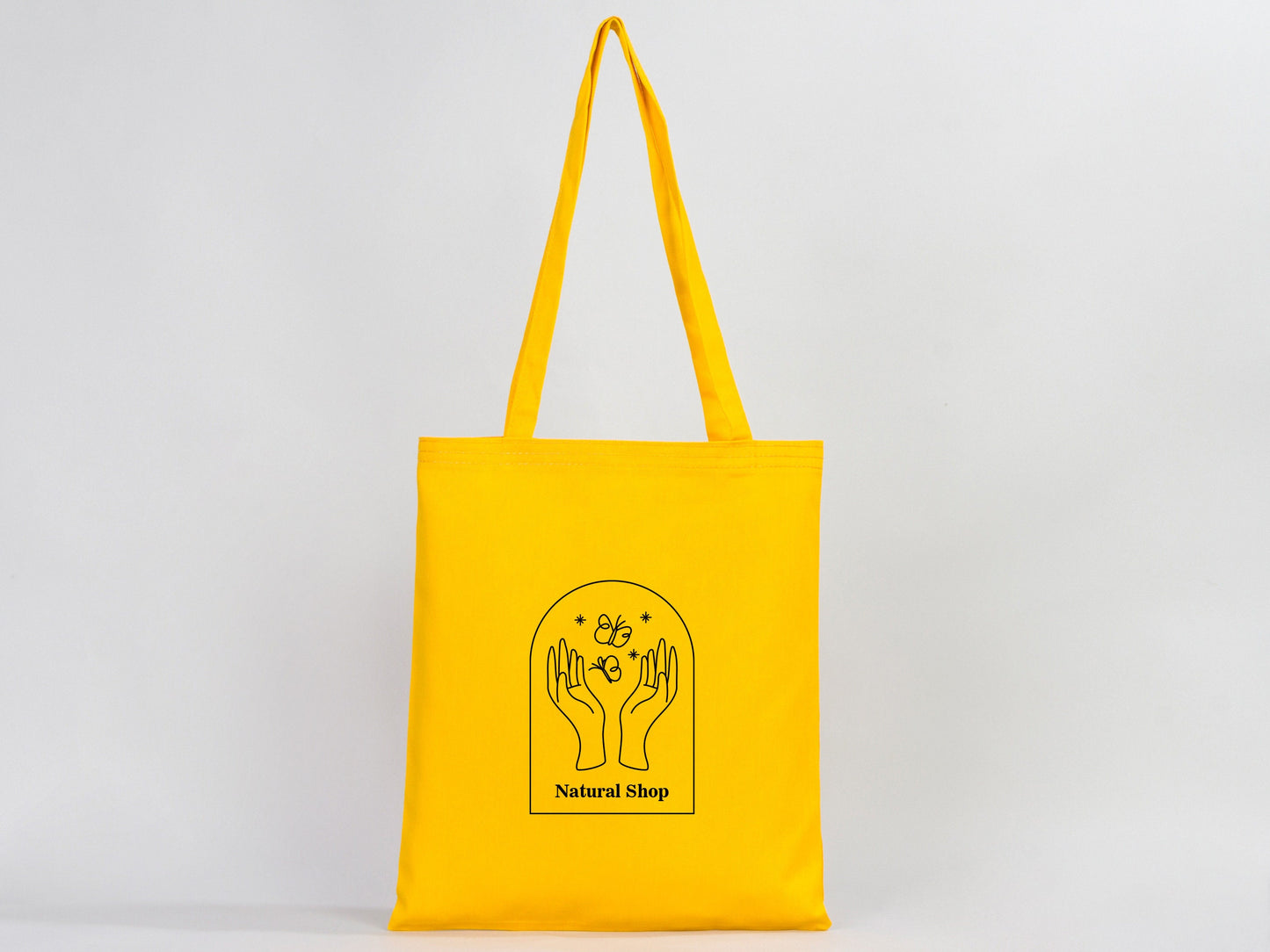 Yellow Tote Bags, 14"W x 16"H (35 cm x 40 cm)  Organic Cotton Eco Bags, Company logo Bags Bulk Order, Custom, Photo Print Bag, Text Or Logo