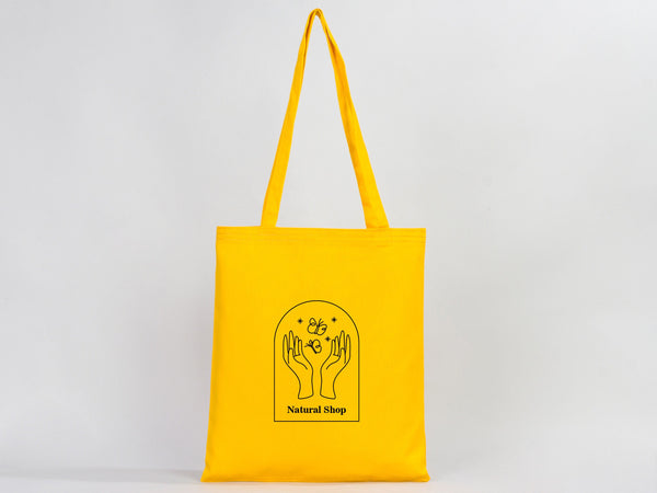 Personalized Yellow Gabardine Tote Bag – 14"x16" Custom Logo Print