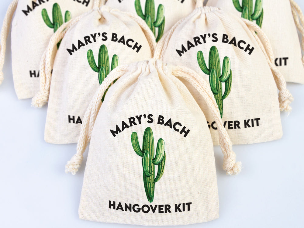 Cactus Hangover Kit Bags - Party Recovery Kit Bags - Survival Kit Pouch - Custom Hangover Bags - Bachelorette Party