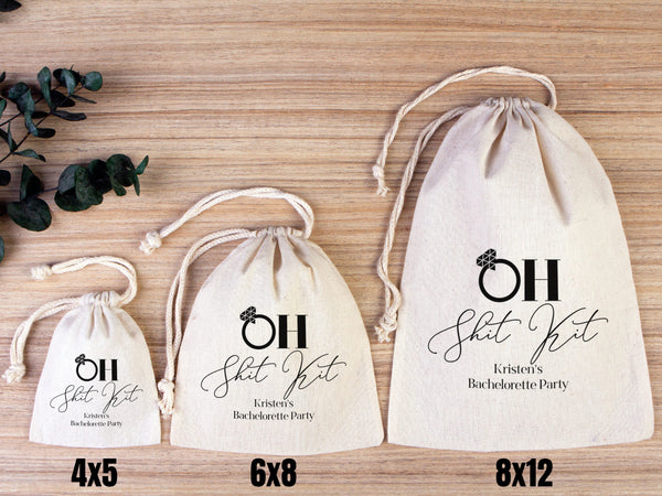 Oh Shit Kit hangover kit, Survival kit, Custom  With Your name or Design,  Bachelorette Party, Survival Kits, Hangover Kits, Organic Pouches