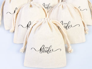 Team Bride Drawstring Pouches – Wedding Favor Bags – Bachelorette Party Gift Bags