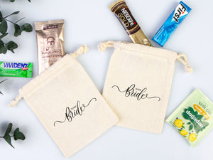 Team Bride Drawstring Pouches – Wedding Favor Bags – Bachelorette Party Gift Bags