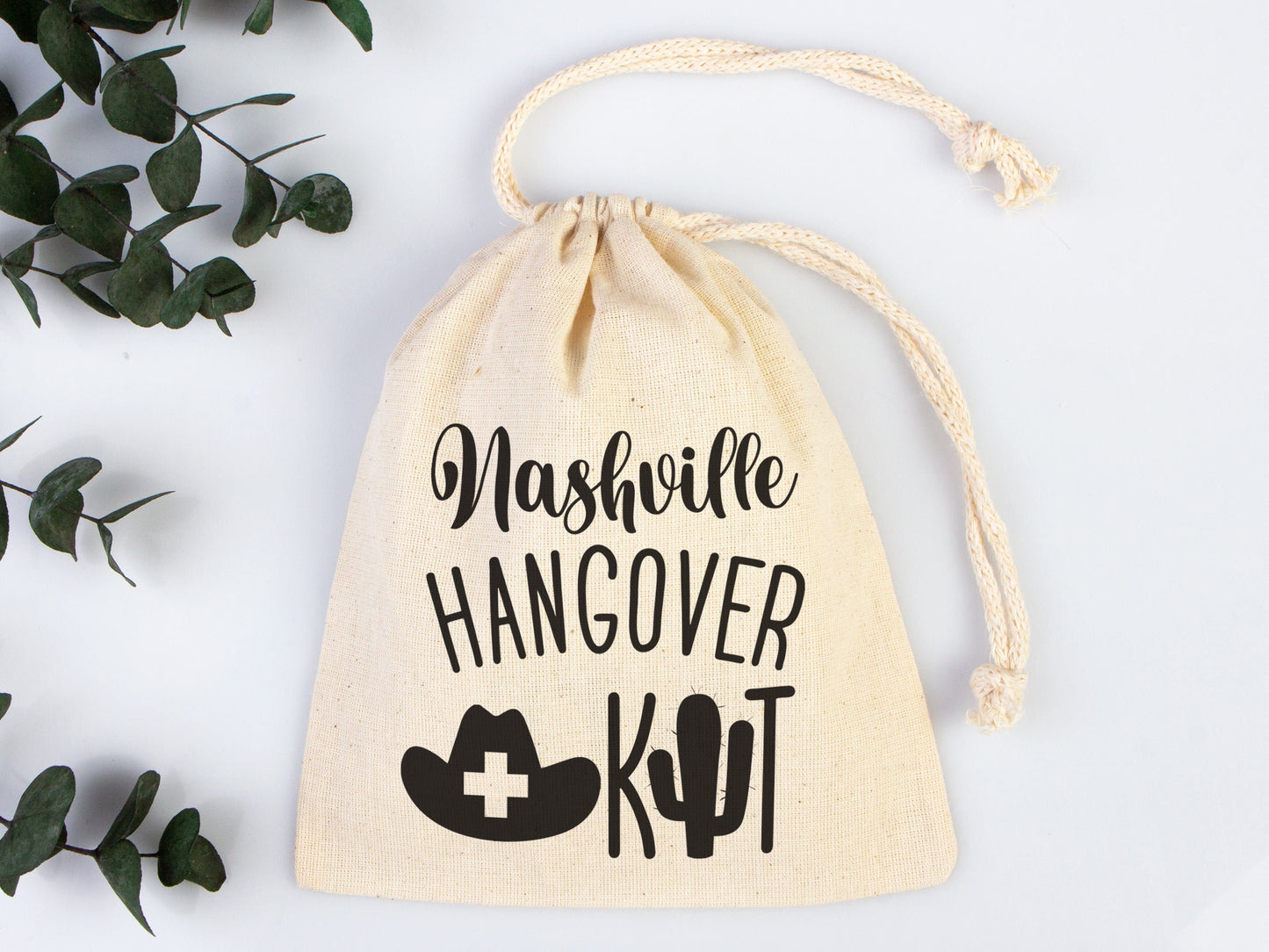 Nashville Hangover Kit Bags, Survival Kit Bags Wedding Recovery Kit Party Bachelorette Birthday Party, Organic Cotton Drawstring Pouchs Bag