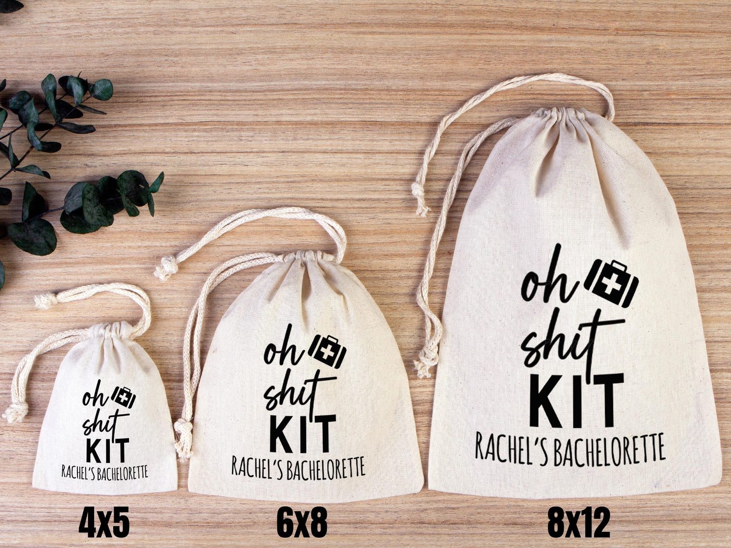 Oh Shit Kit Bags, Bachelorette Hangover kit Bags, Survival, Recovery Kit Party Custom Name Print, Cotton Drawstring Pouchs Bag