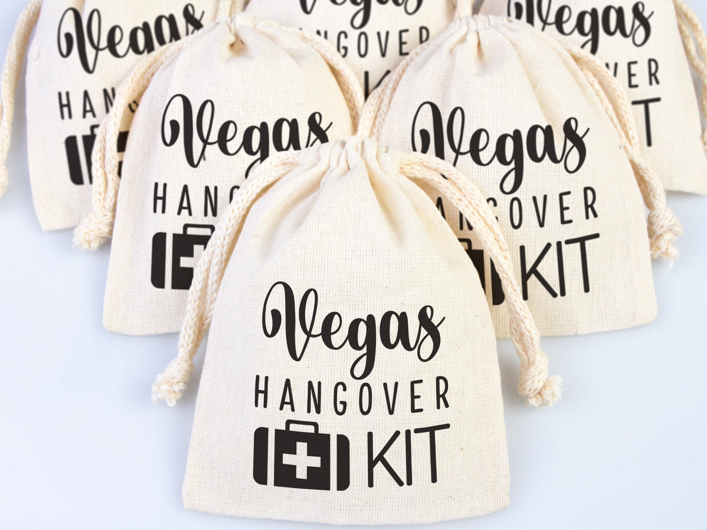 Vegas Hangover kit Bags, Vegas Party Bags, Survival, Recovery Kit Party Custom Name Print, Organic Cotton Drawstring Pouchs Bag