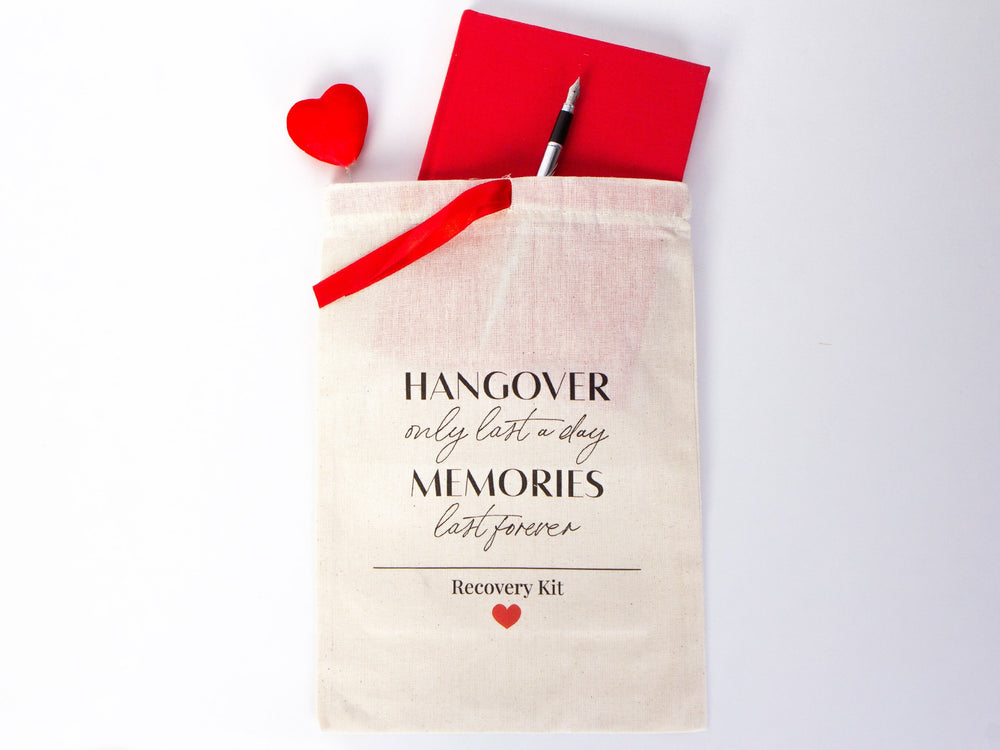 Hangover Only Last A Day Memories Last Forever Bags,  Red Ribbon bags, Wedding Recovery Kit Hen Party Bachelorette Birthday Party