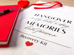 Hangover Only Last A Day Memories Last Forever Bags,  Red Ribbon bags, Wedding Recovery Kit Hen Party Bachelorette Birthday Party