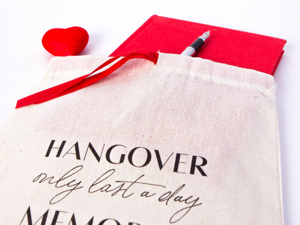 Hangover Only Last A Day Memories Last Forever Bags,  Red Ribbon bags, Wedding Recovery Kit Hen Party Bachelorette Birthday Party