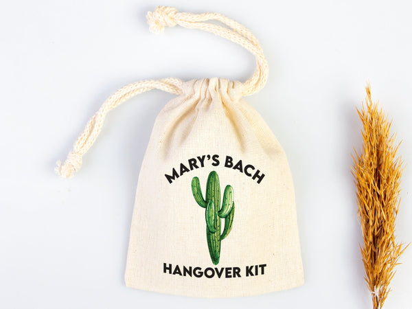 Cactus Hangover Kit Bags - Party Recovery Kit Bags - Survival Kit Pouch - Custom Hangover Bags - Bachelorette Party