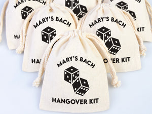 Hangover Kit Bags, Party Recovery Kit Bags - Survival kit pouch - Hangover bags - Bachelorette Party - Custom Print Cotton Bags