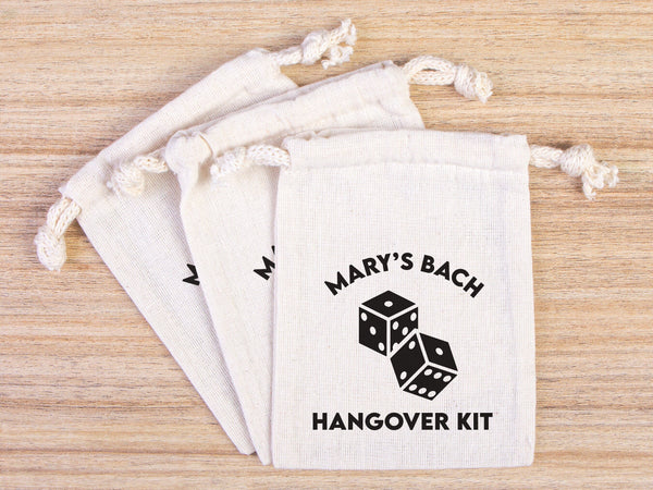 Hangover Kit Bags, Party Recovery Kit Bags - Survival kit pouch - Hangover bags - Bachelorette Party - Custom Print Cotton Bags