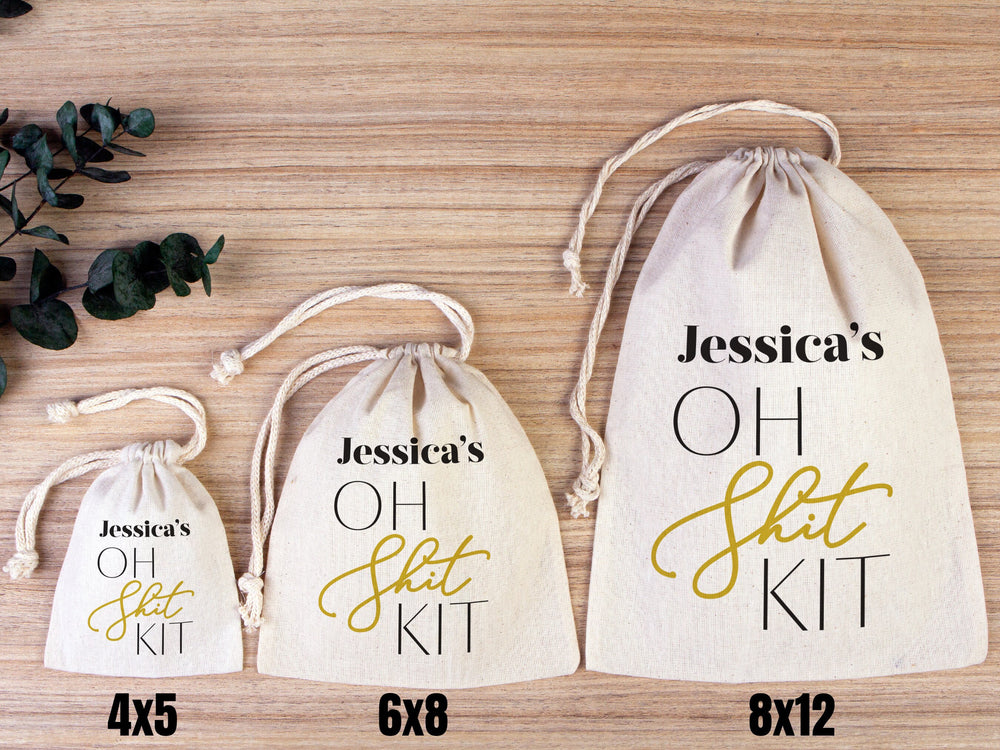 Oh Shit Kit hangover kit bags With Your name or Desing, Bachelorette Party, Survival Kits, Hangover Kits, Organic Pouches, Custom Bags