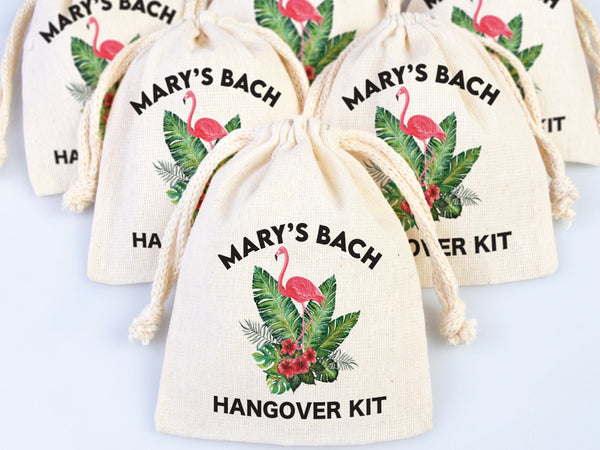 Flamingo Hangover Kit Bags - Party Recovery Surival kit Bags - Custom Name Hangover bags - Bachelorette Party - Custom Text or Photo
