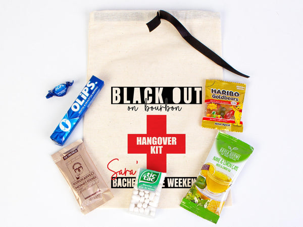 Hangover bags with Black Ribbon 2 different Sizes,  Wedding Recovery Kit Hen Party Bachelorette Birthday Party
