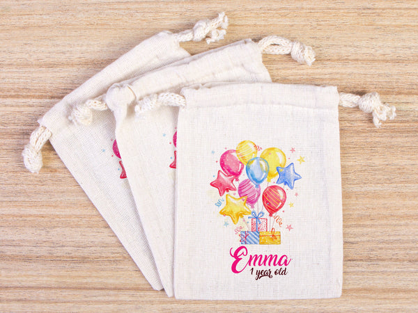 Happy Birthday Favour Bags, Custom Party Bags for first birthday, Personalized Bags - Custom Goodie Bags - Happy Animals For Kids