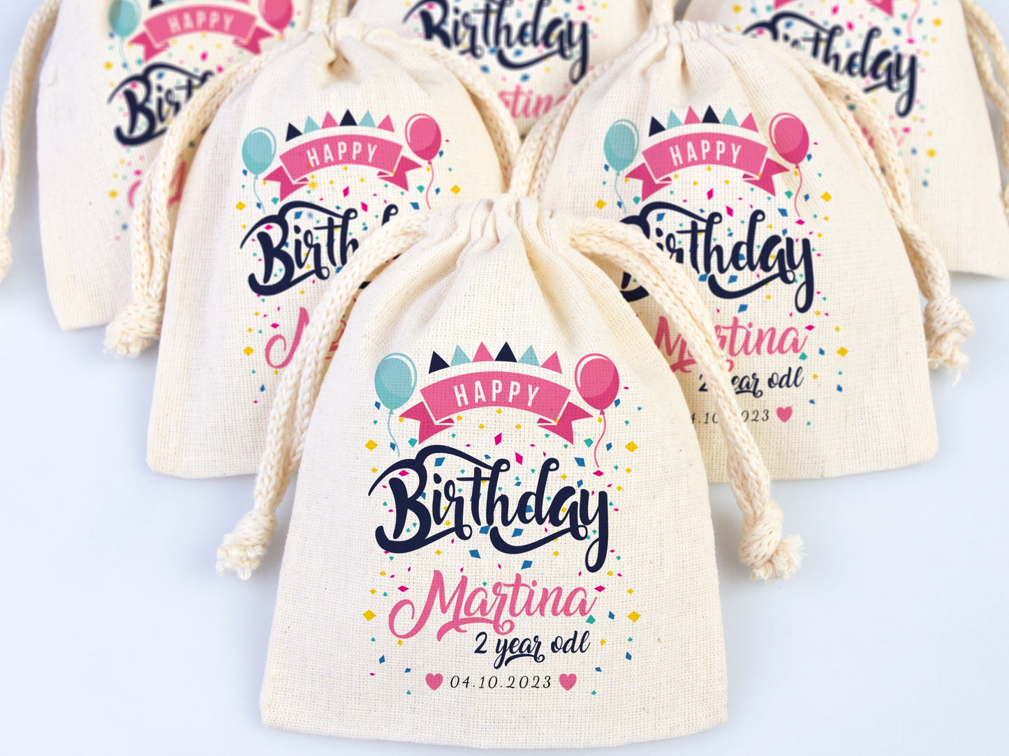 Happy Birthday Gİft Bags, Custom Party Bags for first birthday, Personalized Bags - Custom Goodie Bags - Happy Animals For Kids