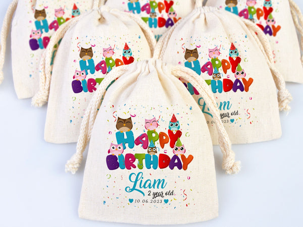 Custom Name, Happy Birthday Gİft Bags, Party Bags for first birthday, Personalized Bags - Custom Goodie Bags - Happy For Kids