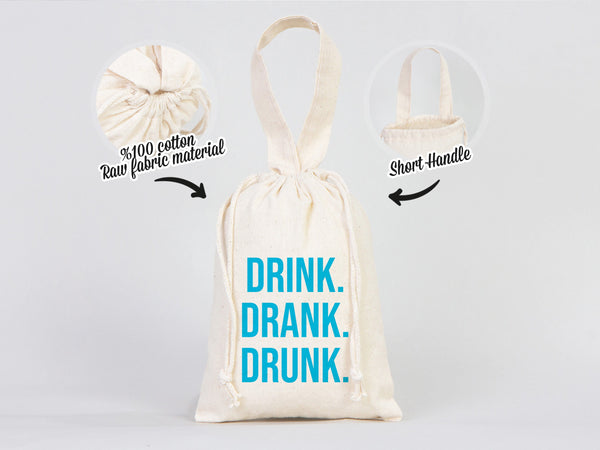 Drink Drank Drunk Bags  6"W x 8"H (15,5cm x 20 cm)  Party Recoveryt Kit Bags - Surival kit pouch  -  Bachelorette Party - Custom Name Pouch Bags