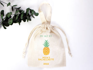 Custom Name Bachelorette Party Bags - 6"W x 8"H (15 x 20 cm) Hangover Kit Pouch, Custom Print Bags For Party - Organic Cotton Bag