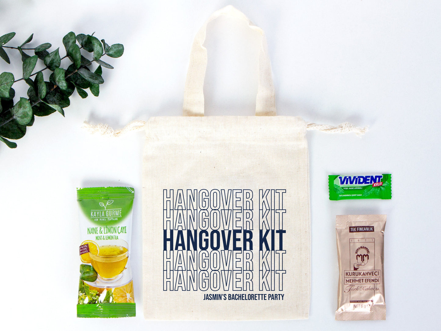 Bachelorette Party Tote Bag - 6"W x 8"H (15 cm x 20 cm) Party Recovery Kit Bags - Survival Kit Pouch - Custom Hangover Bags