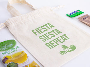 Bachelorette Party Fiesta Siesta Hangover Kit Bags - Raw Cotton Fabric - 6"W x 8"H (15.5 cm x 20 cm) - Party Recovery Survival Kit bags
