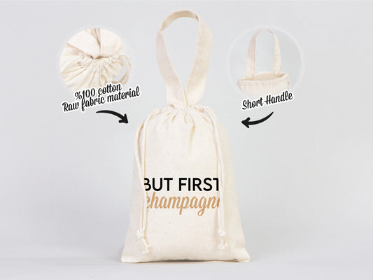 Hangover kit Bag  6"W x 8"H (15.5 cm x 20 cm) Favor Bag -  Birthday Bag Organic Cotton