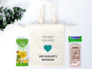 Fiesta Siesta Repeat Hangover Kit Bags - 6"W x 8"H (15.5 cm x 20 cm) Party Recovery Kit Bags - Custom bags - Bachelorette Party