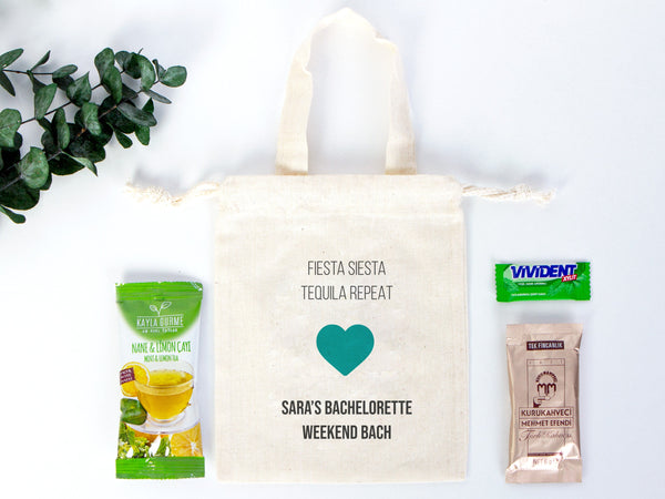 Fiesta Siesta Repeat Hangover Kit Bags - 6"W x 8"H (15.5 cm x 20 cm) Party Recovery Kit Bags - Custom bags - Bachelorette Party