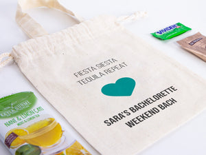 Fiesta Siesta Repeat Hangover Kit Bags - 6"W x 8"H (15.5 cm x 20 cm) Party Recovery Kit Bags - Custom bags - Bachelorette Party