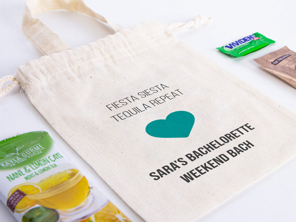 Fiesta Siesta Repeat Hangover Kit Bags - 6"W x 8"H (15.5 cm x 20 cm) Party Recovery Kit Bags - Custom bags - Bachelorette Party