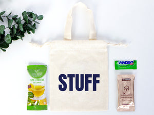 But First Champagne Bag, 6"W x 8"H (15 cm x 20 cm) Hangover kit Bag - Birthday Bag Organic Cotton