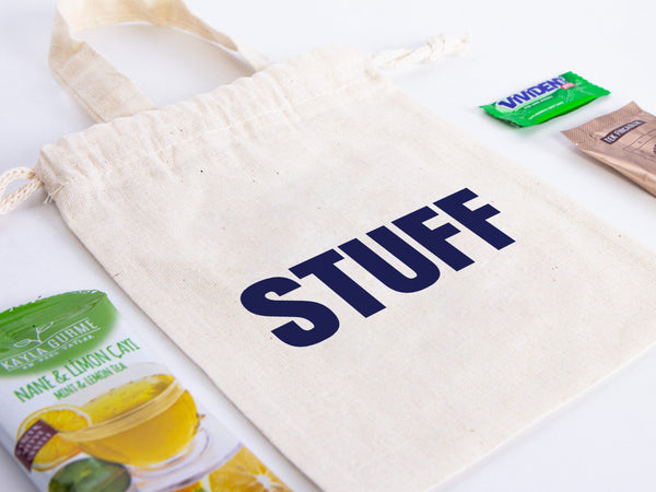But First Champagne Bag, 6"W x 8"H (15 cm x 20 cm) Hangover kit Bag - Birthday Bag Organic Cotton