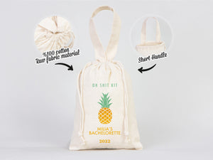 Custom Name Bachelorette Party Bags - 6"W x 8"H (15 x 20 cm) Hangover Kit Pouch, Custom Print Bags For Party - Organic Cotton Bag