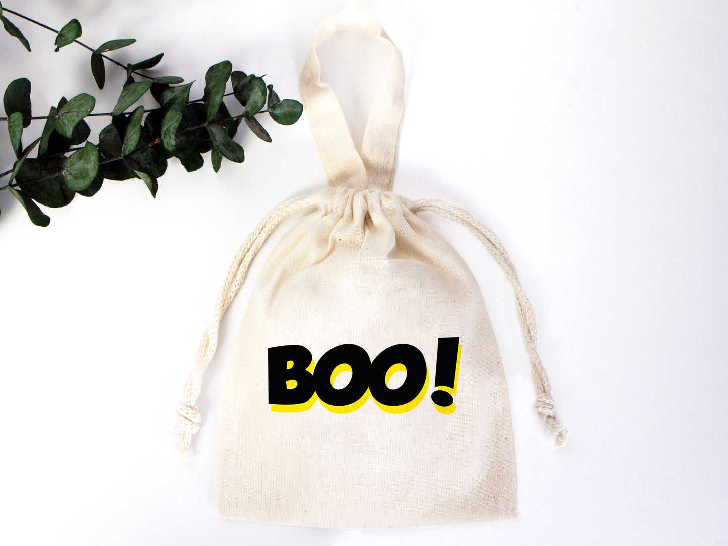 Boo Party Favor Bags - 6"W x 8"H (15 cm x 20 cm) Wedding Festival, Party Favor Bags, Cotton Favor Bags