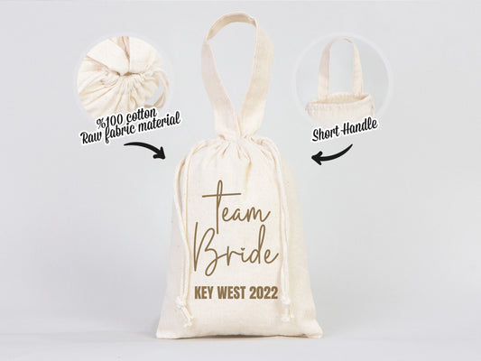 Team Bride Favor bags, 6"W x 8"H (15 x 20) Custom Name Bags - Wedding Party Recovery Kit Bags - Survival kit pouch - Bachelorette Party - Custom Name Pouch Bags