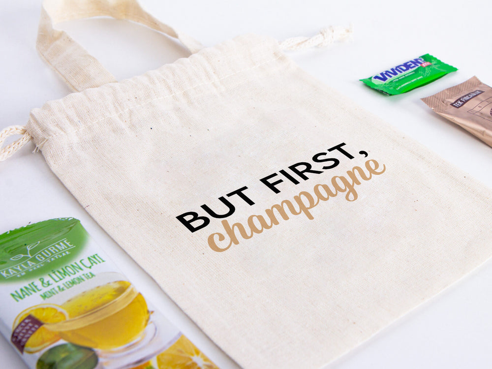 Hangover kit Bag  6"W x 8"H (15.5 cm x 20 cm) Favor Bag -  Birthday Bag Organic Cotton
