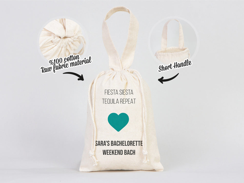 Fiesta Siesta Repeat Hangover Kit Bags - 6"W x 8"H (15.5 cm x 20 cm) Party Recovery Kit Bags - Custom bags - Bachelorette Party