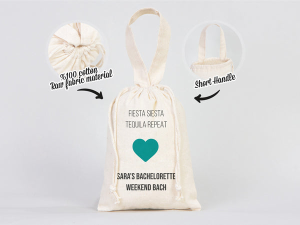 Fiesta Siesta Repeat Hangover Kit Bags - 6"W x 8"H (15.5 cm x 20 cm) Party Recovery Kit Bags - Custom bags - Bachelorette Party