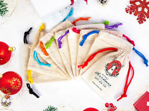 Merry Christmas Gift Bags, Custom Family or Company Gift Bags, You Can Add Logo & Text, Personalized Cotton Bags For You, Muslin Bags